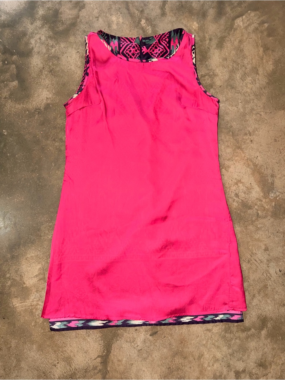 Umgee Pink Southwestern Print Sleeveless Shift Dress L Boho Lined - Picture 6 of 9